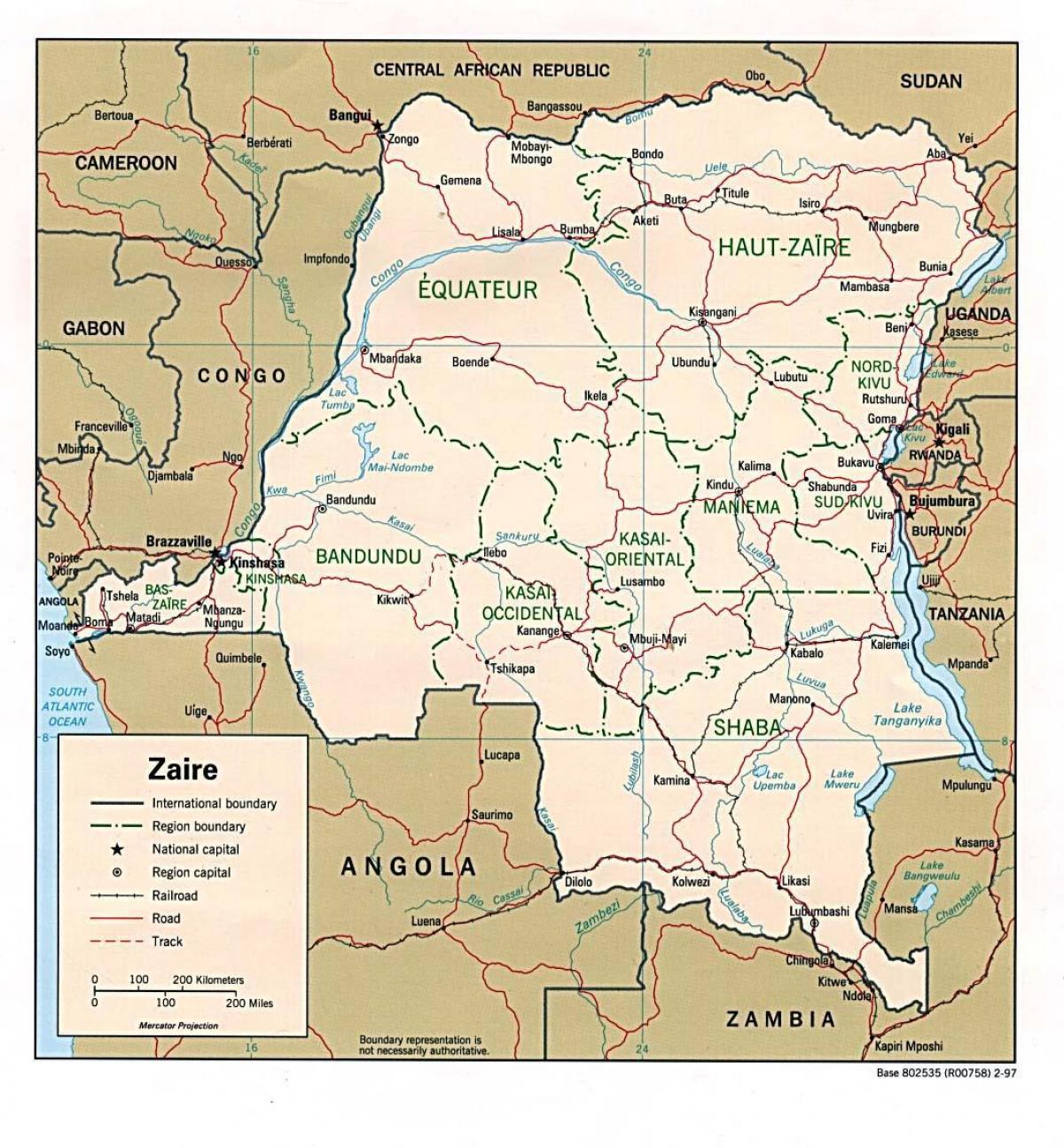 Заір Афрыка карта