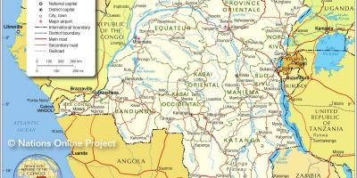 Карта Дэмакратычнай Рэспублікі Конга